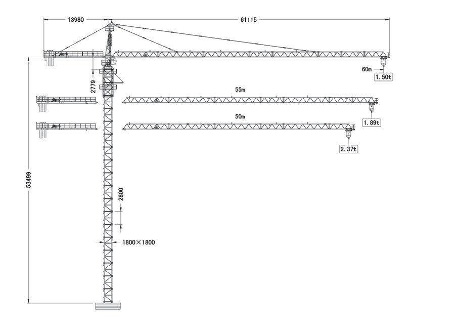 Схема башенного крана QTZ125